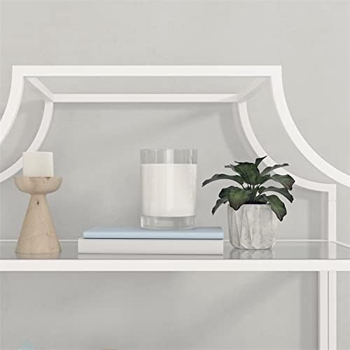 5 Shelf Metal Framed Glass Bookcase in Flat White P303