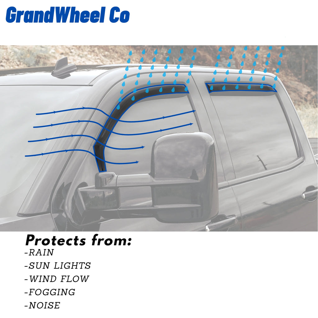 4 pcs Smoke Tinted In-channel Side Window Vent Visor Deflectors Rain Guards C222