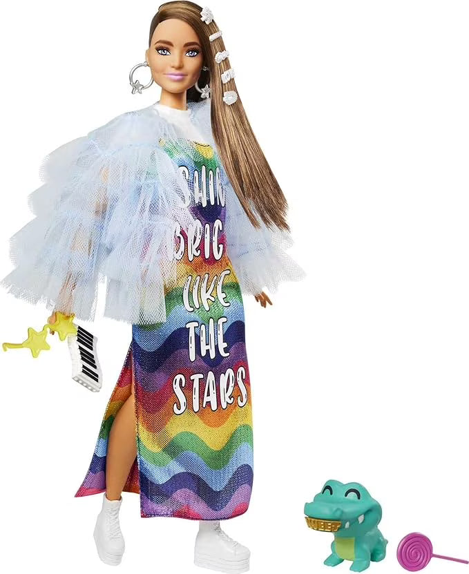 Barbie Extra Doll with Long Brunette Hair and Pet Crocodile C97190