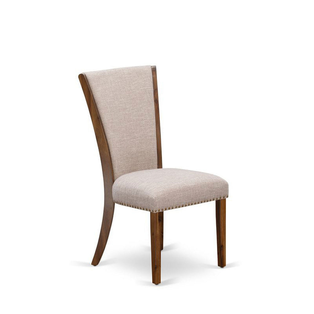 Walnut/Tan Fabric/Wood Dining Chair (Set of 2) C661204