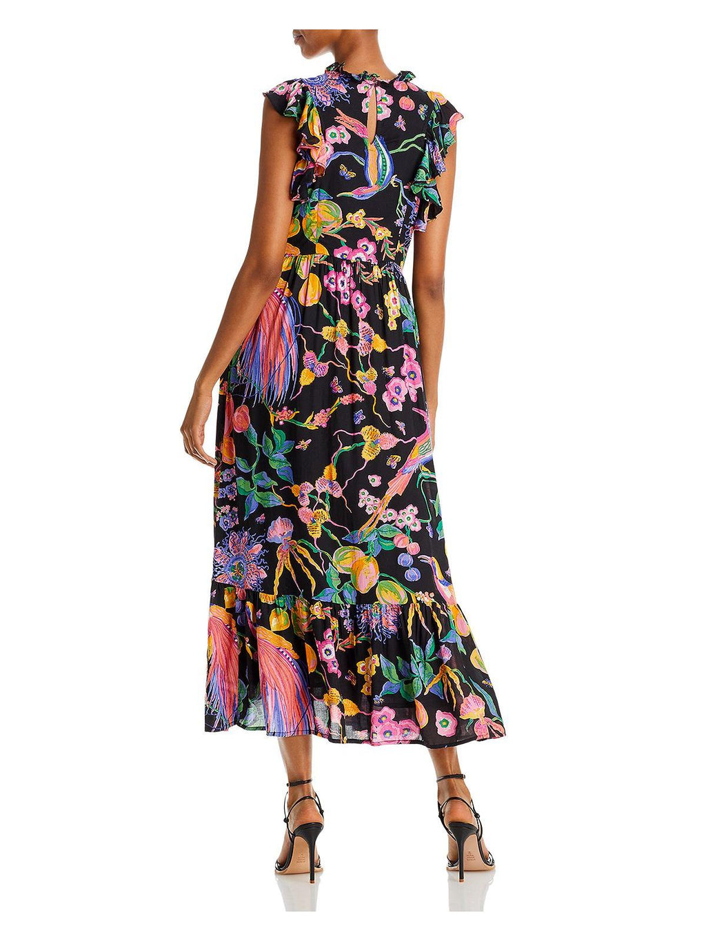 Floral Flutter Sleeve Midi Dress Y3825