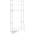 Over-the-Toilet Storage Bathroom Shelf with 2 Tier Rack - Oak Finish - White E486