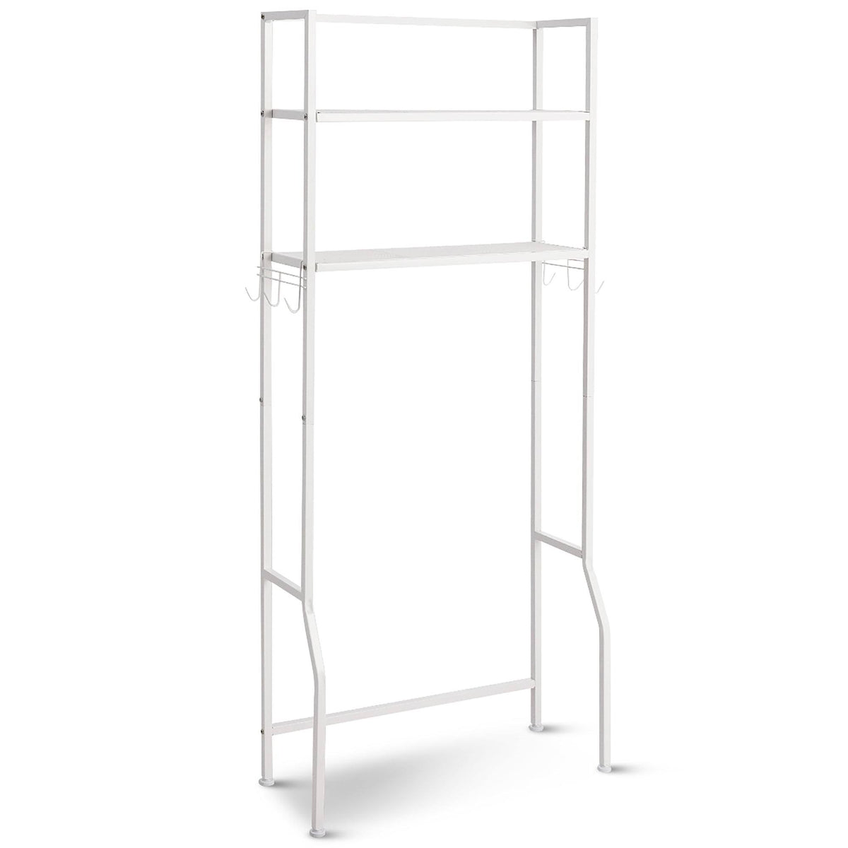 Over-the-Toilet Storage Bathroom Shelf with 2 Tier Rack - Oak Finish - White E486
