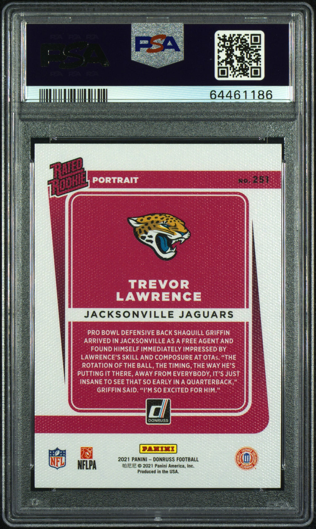 Trevor Lawrence Rated Rookie Portrait Card #251 PSA 10 T693406