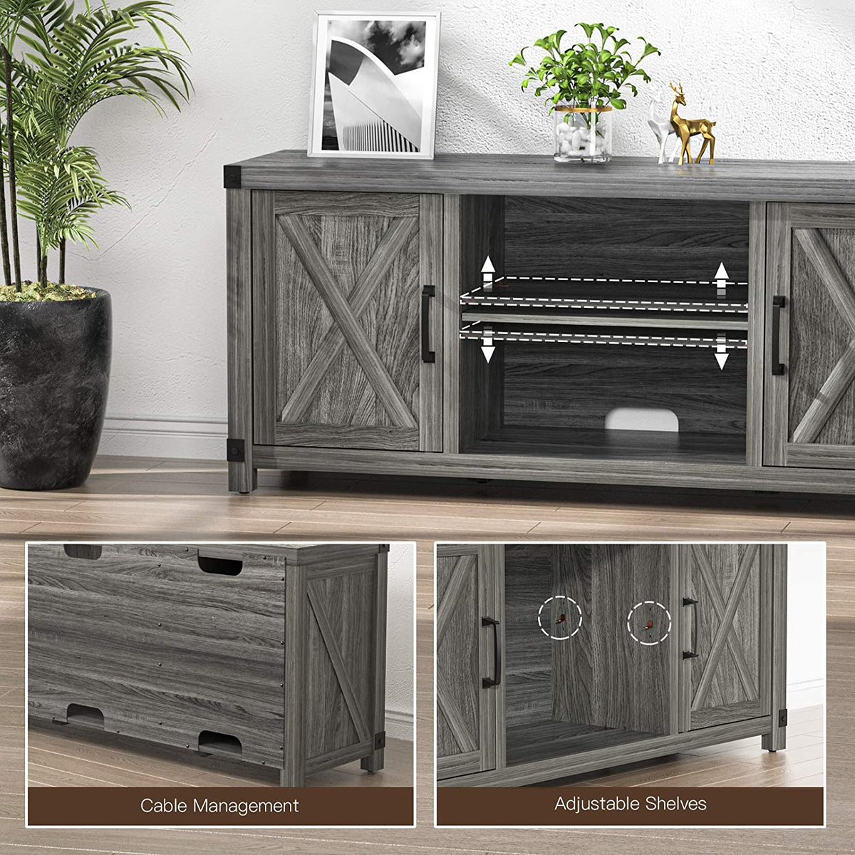 Farmhouse TV Stand with Storage F69104