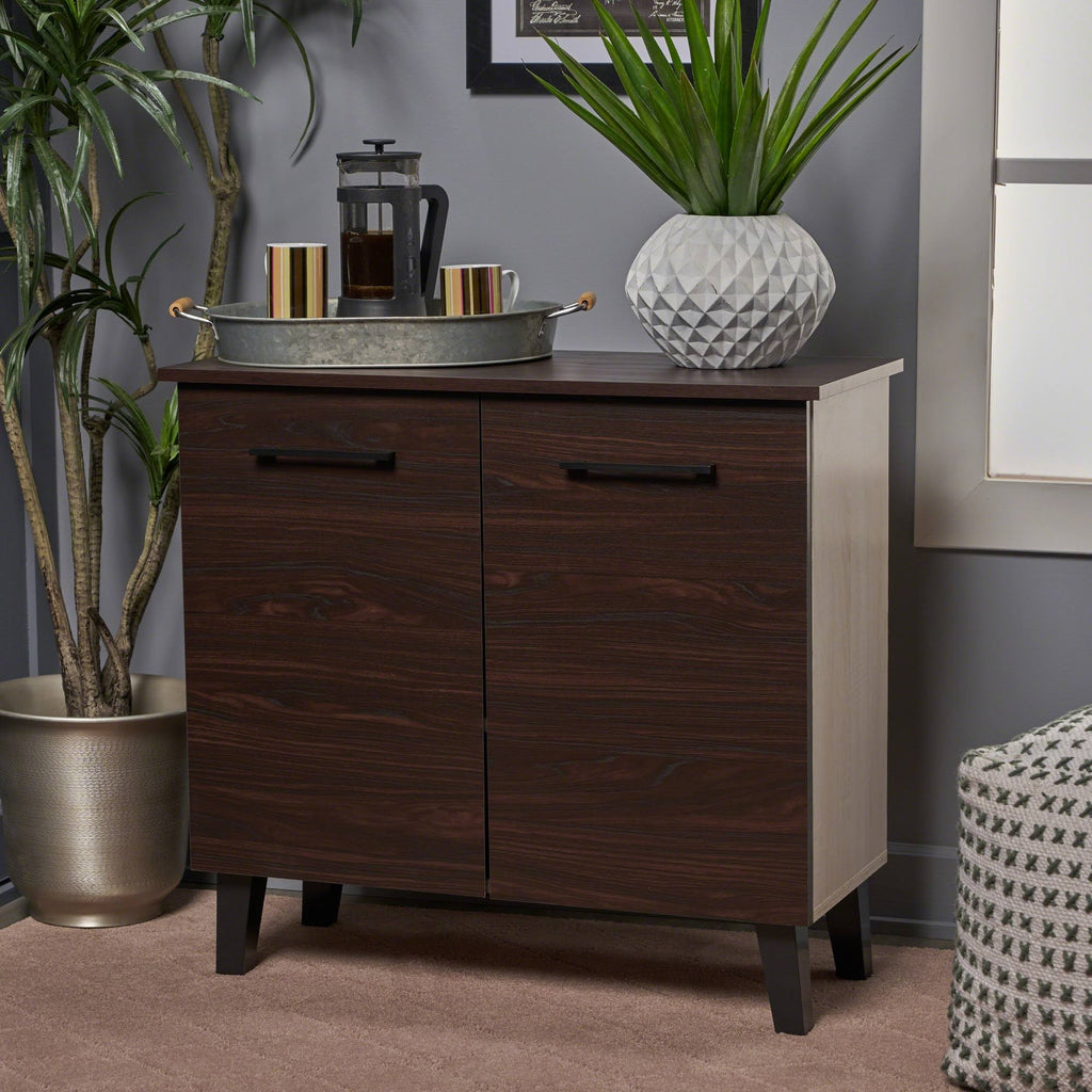Walnut + Sonoma Oak 3-Shelf Faux Wood Cabinet L36760