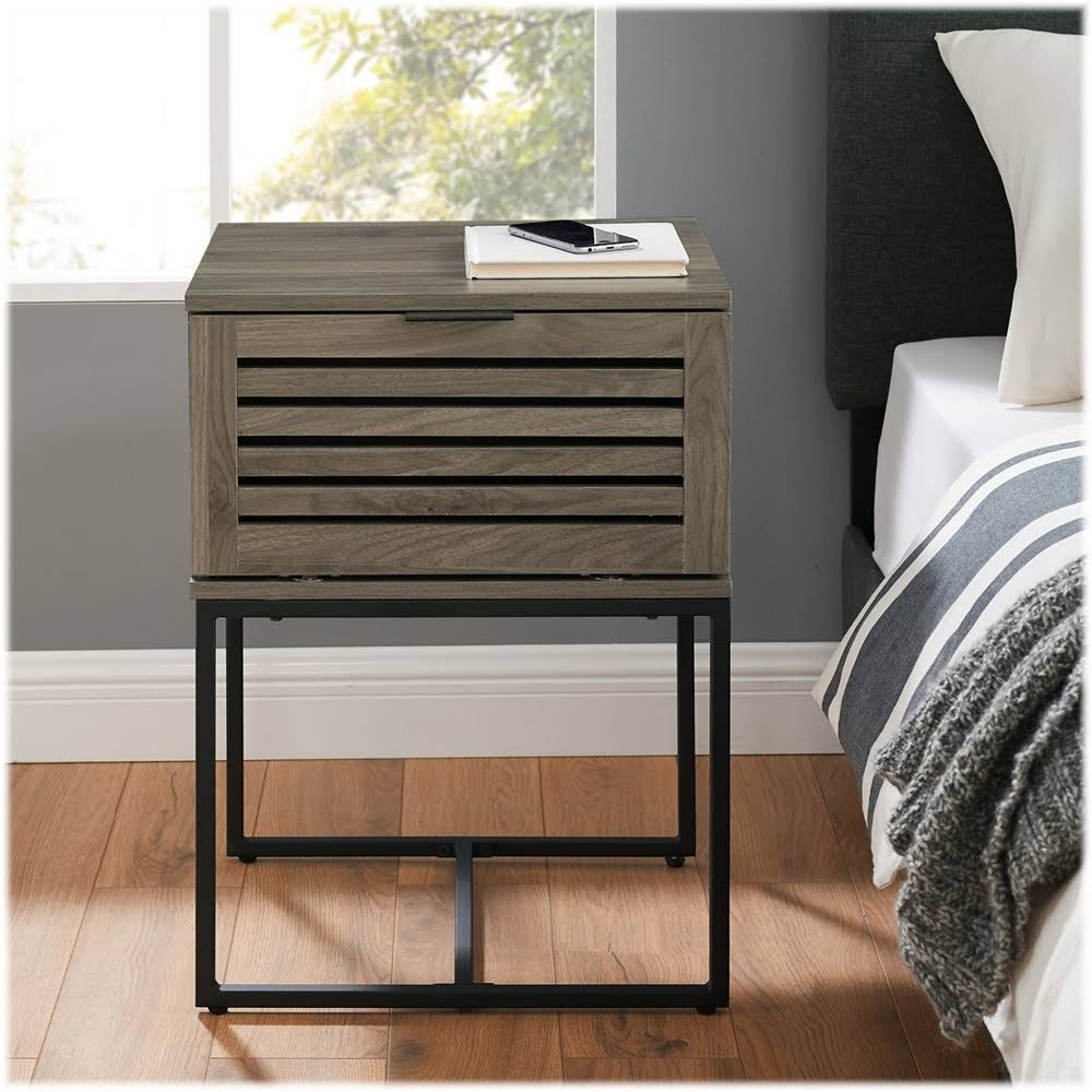 Slate Gray Slat Door Side Table E4387