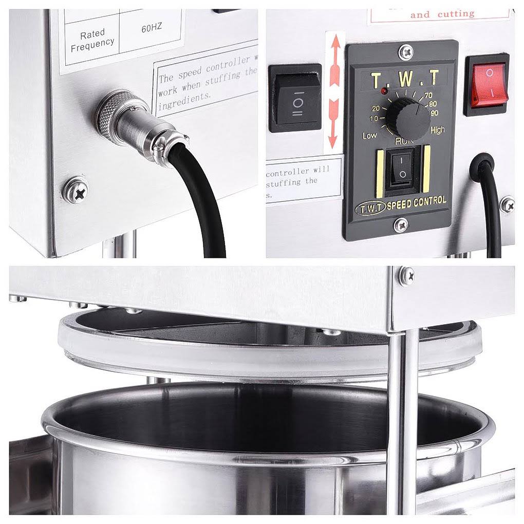 15L Electric Sausage Stuffer Vertical Stainless Steel Meat Filler with 4 Stuffing Tubes D925