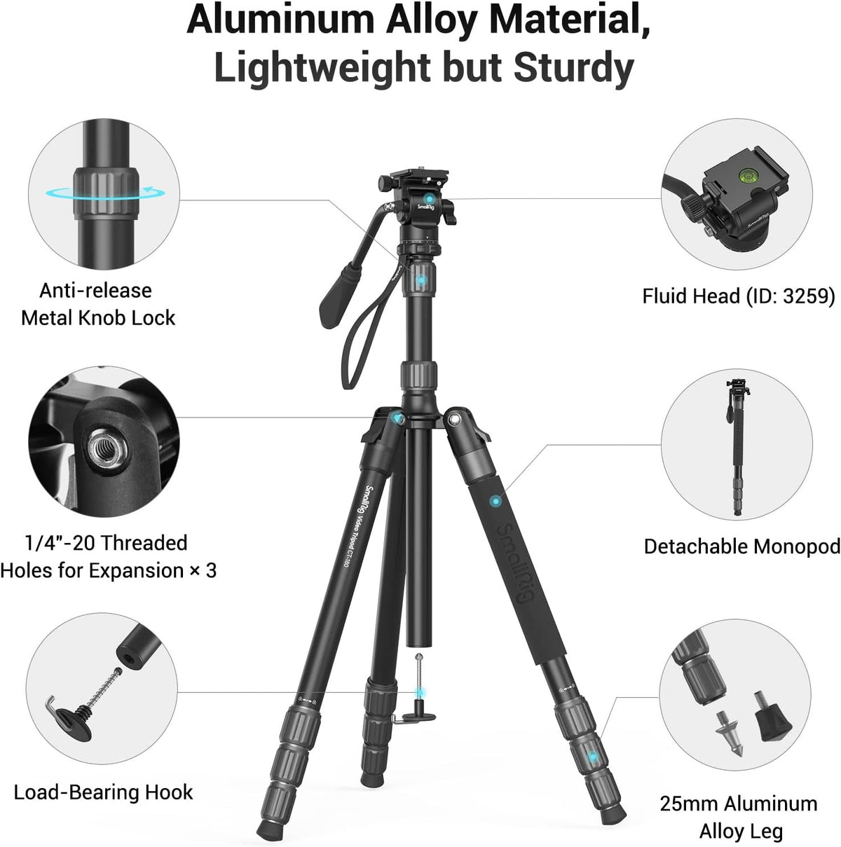 71" Aluminum Video Tripod with Fluid Head R627