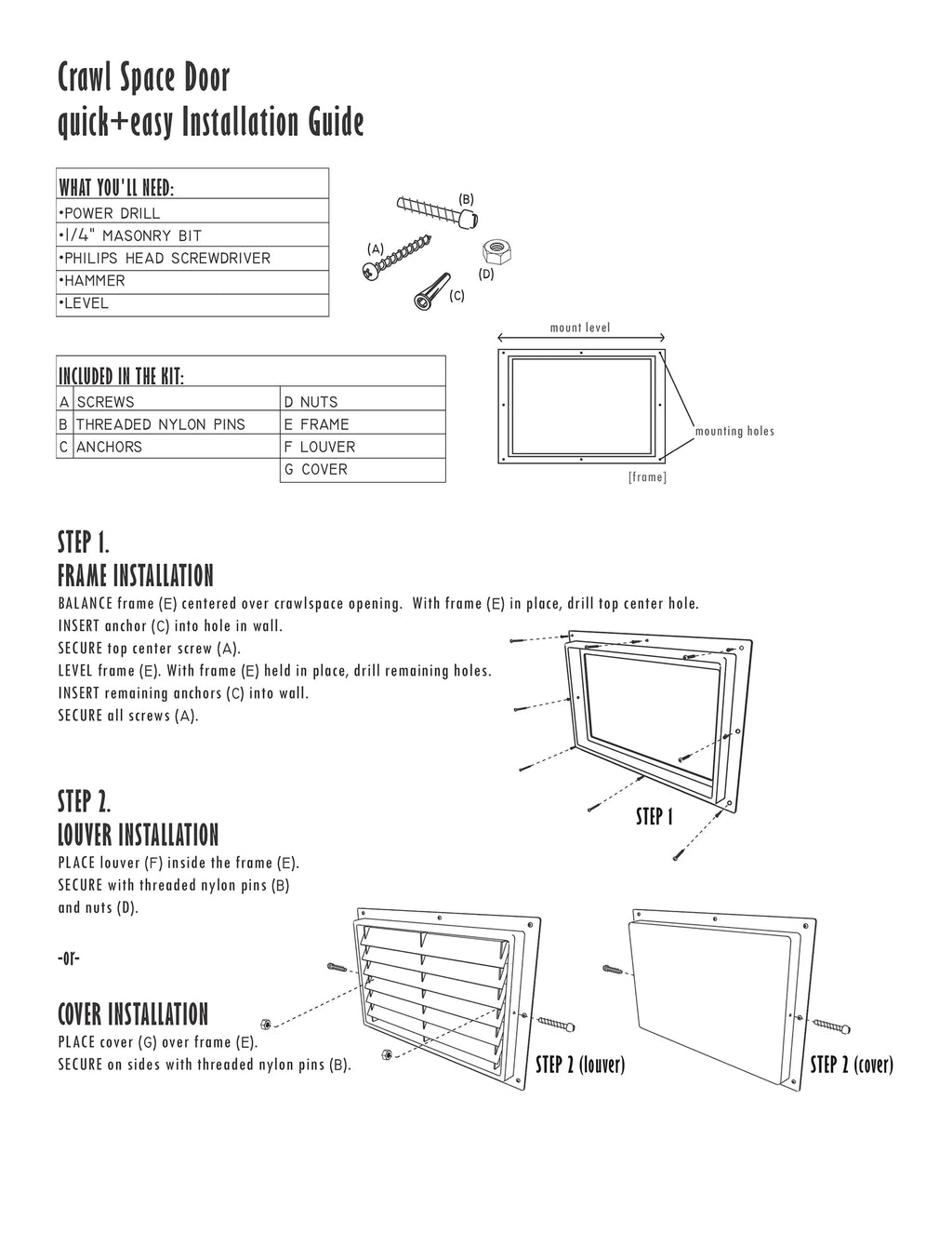 Crawl Space Door Without Louvers (24" x 36") Q5958