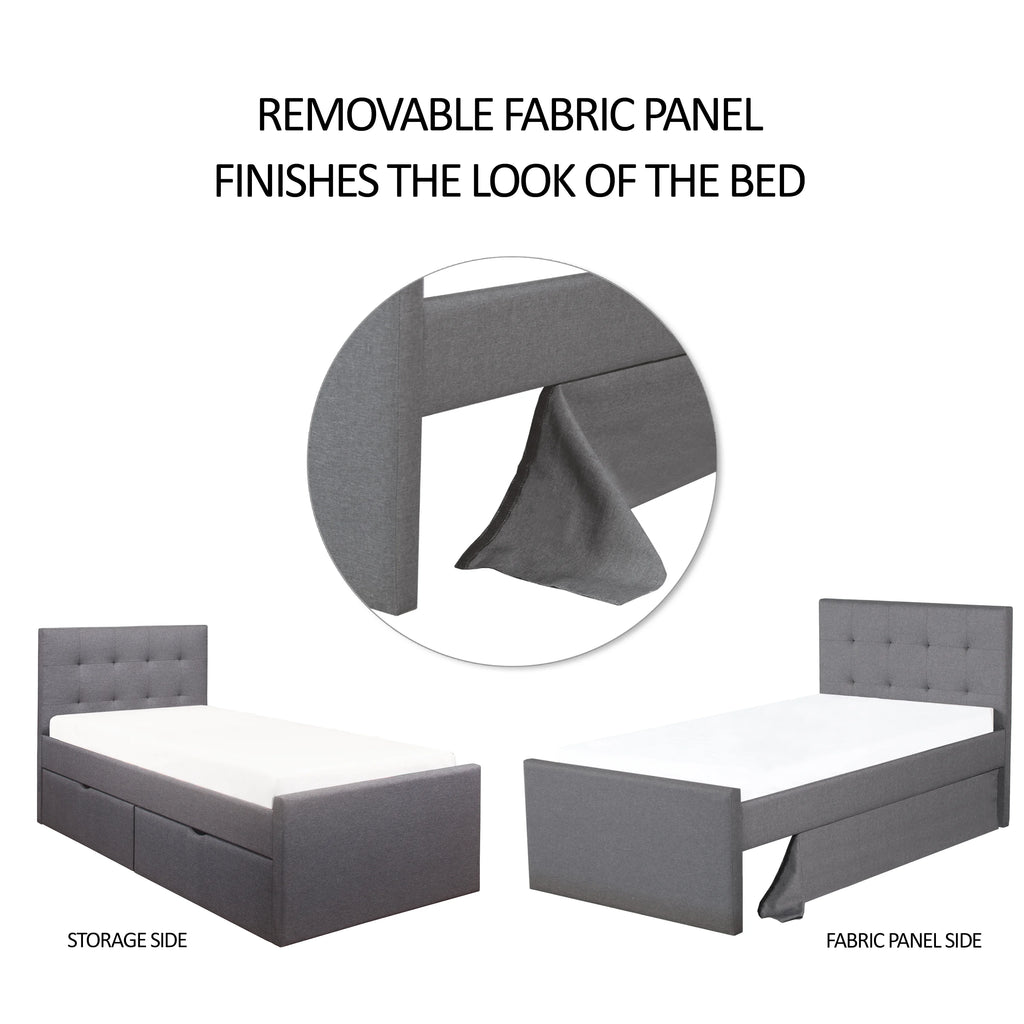 Gray Upholstered Twin Platform Bed with 2 Storage Drawers B6361