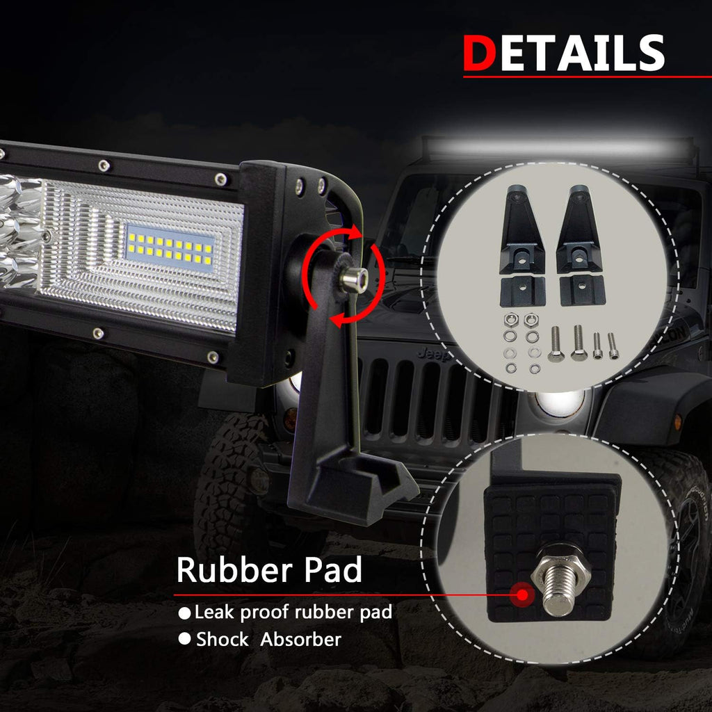 22 inch 7D 324W Triple Row LED Light Bar Spot Flood Combo Beam Waterproof 20000LM Pack of 2 L98461