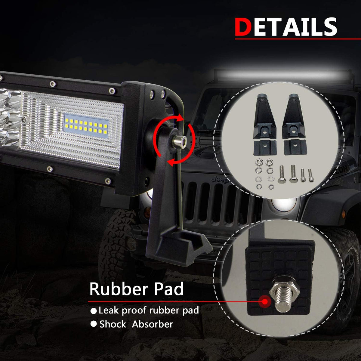 22 inch 7D 324W Triple Row LED Light Bar Spot Flood Combo Beam Waterproof 20000LM Pack of 2 L98461