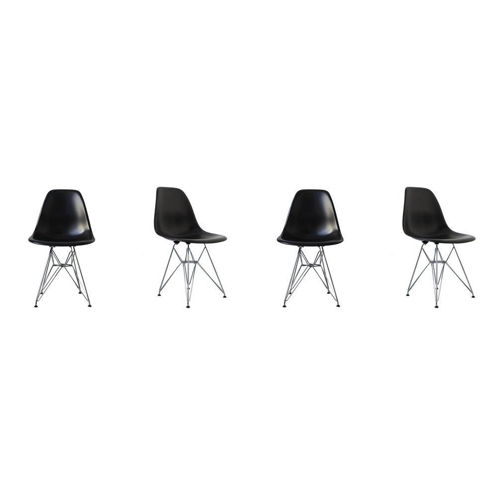 Black Beige ABS Dining Chair with Metal Legs (Set of Four) H7662