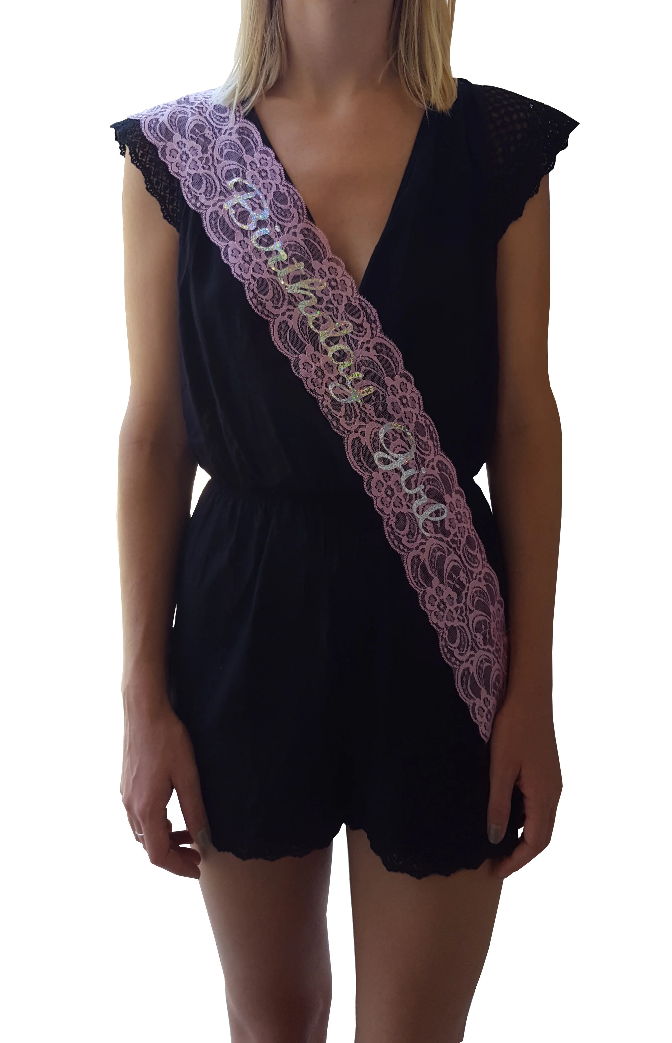Pink Lace Birthday Sash L278753
