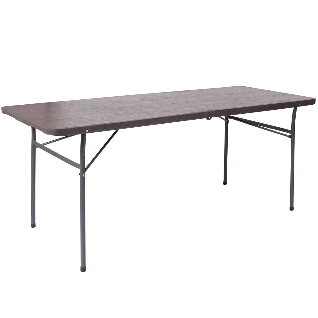Dark Gray Plastic Folding Table with Carrying Handle Y46433