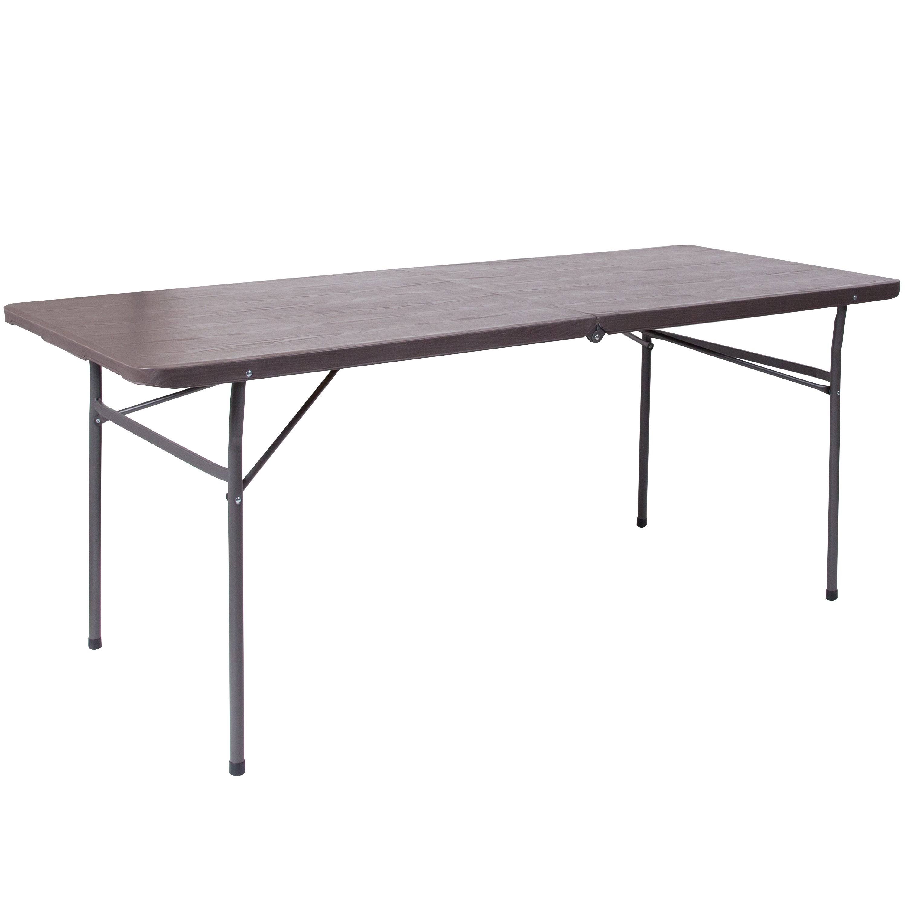 Dark Gray Plastic Folding Table with Carrying Handle Y46433
