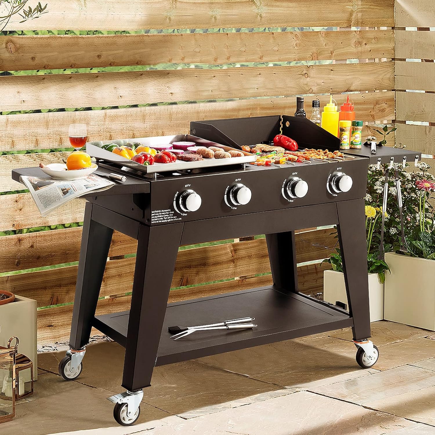 4 Burner Propane Gas Grill with Two Cooking Grate Q919973