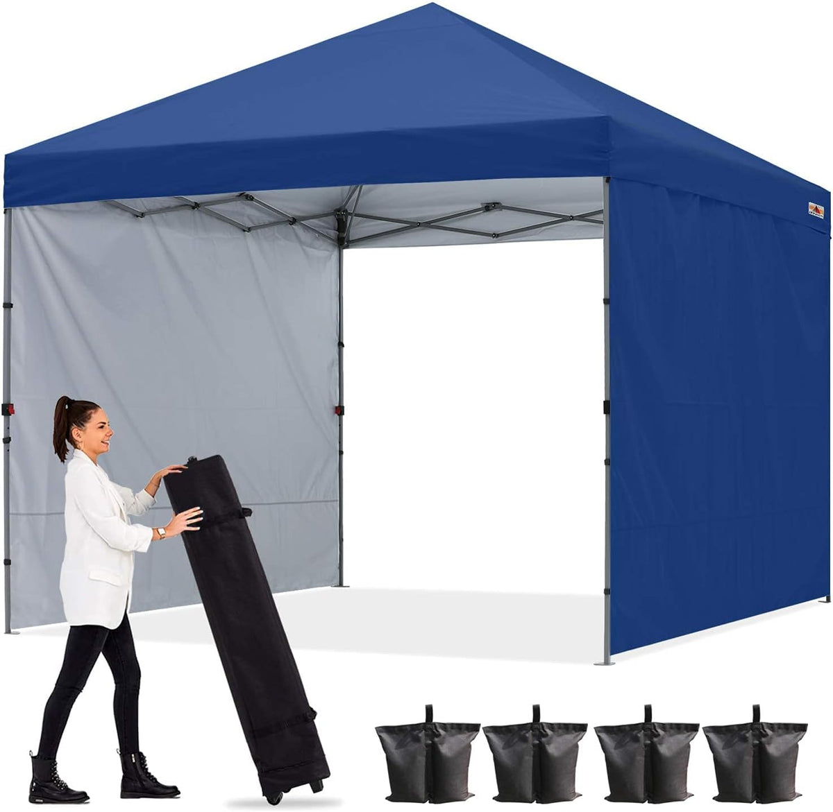 Black Pop up Canopy Tent with 2 Sun Wall 10x10 Z77070