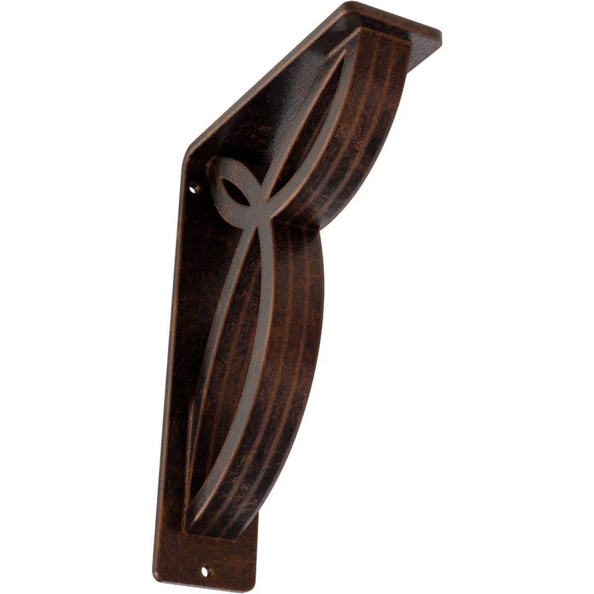 Wrought Iron Bracket Antiqued Copper Triple Center brace O31819