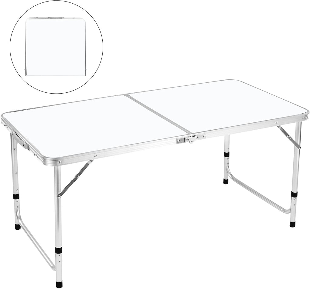 Folding Camping Table, 4 FT Aluminum Height Adjustable Lightweight Portable, Roll Up Top Weatherproof Rust Resistant, 47 x 24, Black Z641