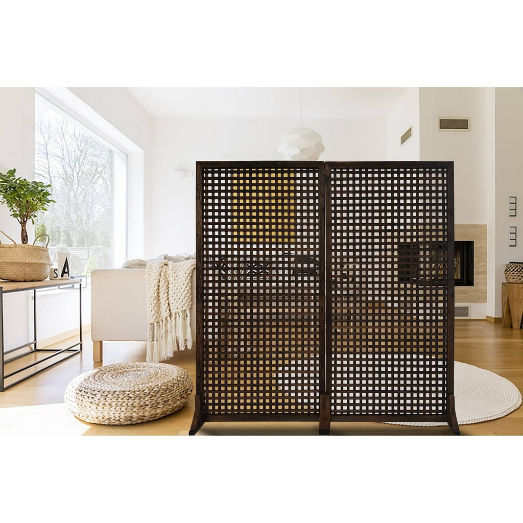 Red Solid Wood Privacy Screen Room Divider, Set of 2pc B7100