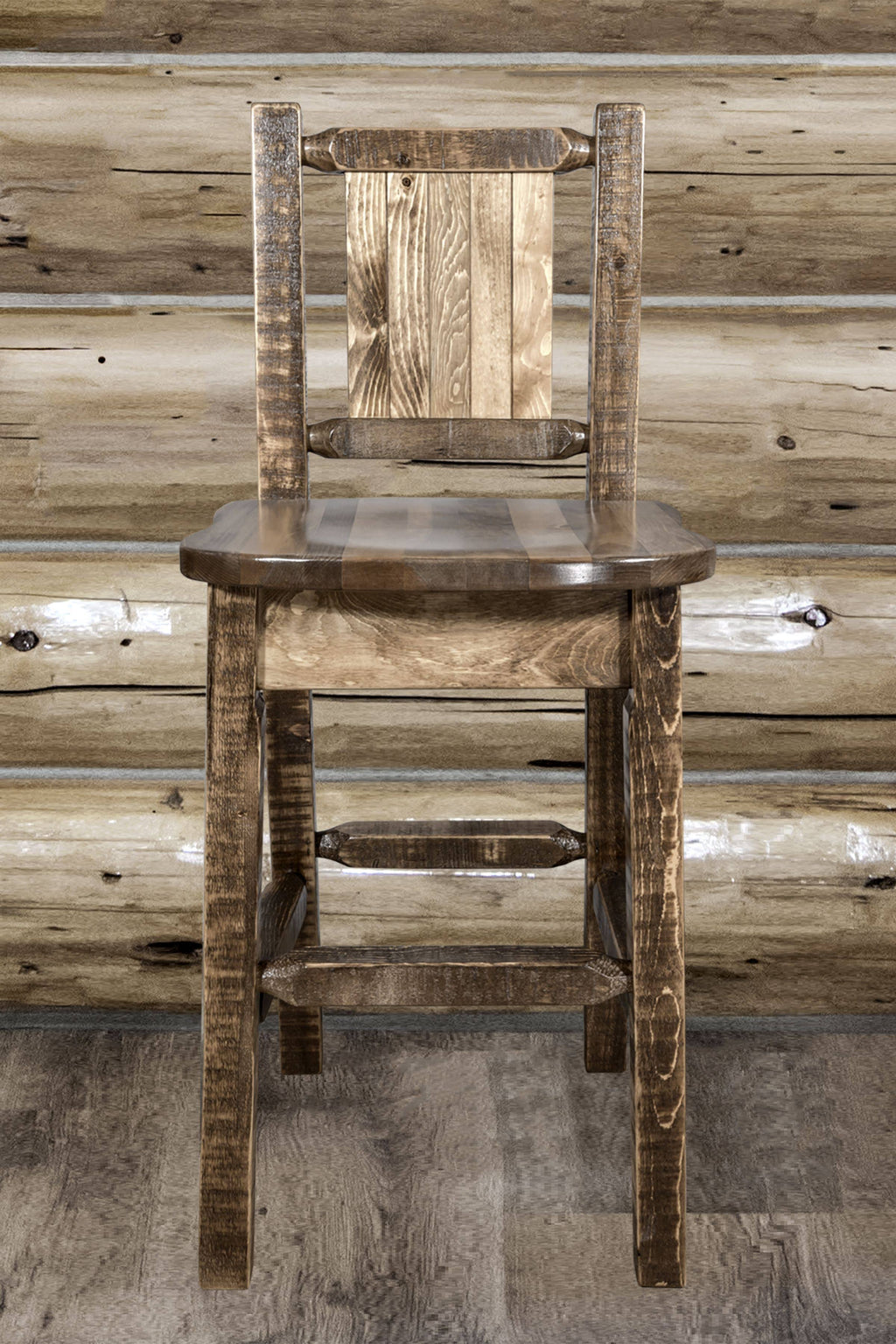 Homestead Back Barstool with Laser Engraved Bronc Design R907