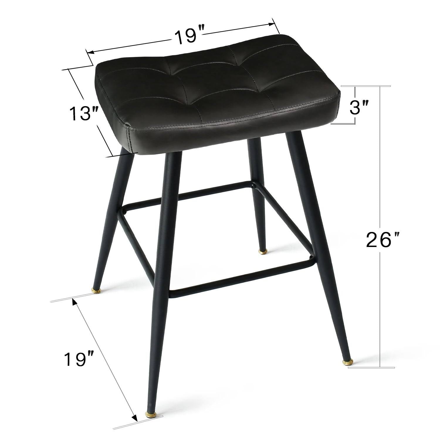 Brown Faux Leather Backless Metal Frame Saddle Counter Stool (Set of 2) R772
