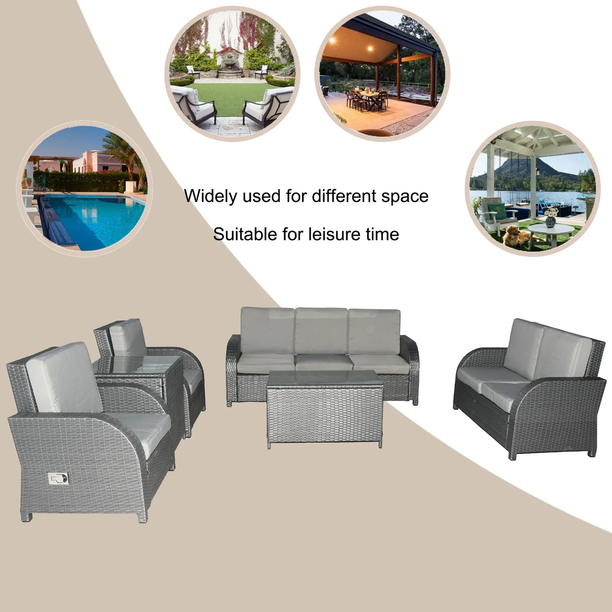 6-Piece Outdoor Wicker PE Rattan Sectional Sofa Set L6522