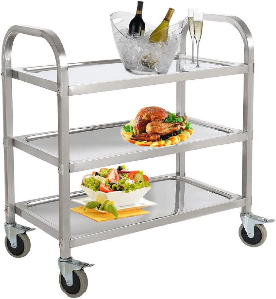 Stainless Steel 3 Shelf Heavy Duty Utility Cart on Wheels X988782