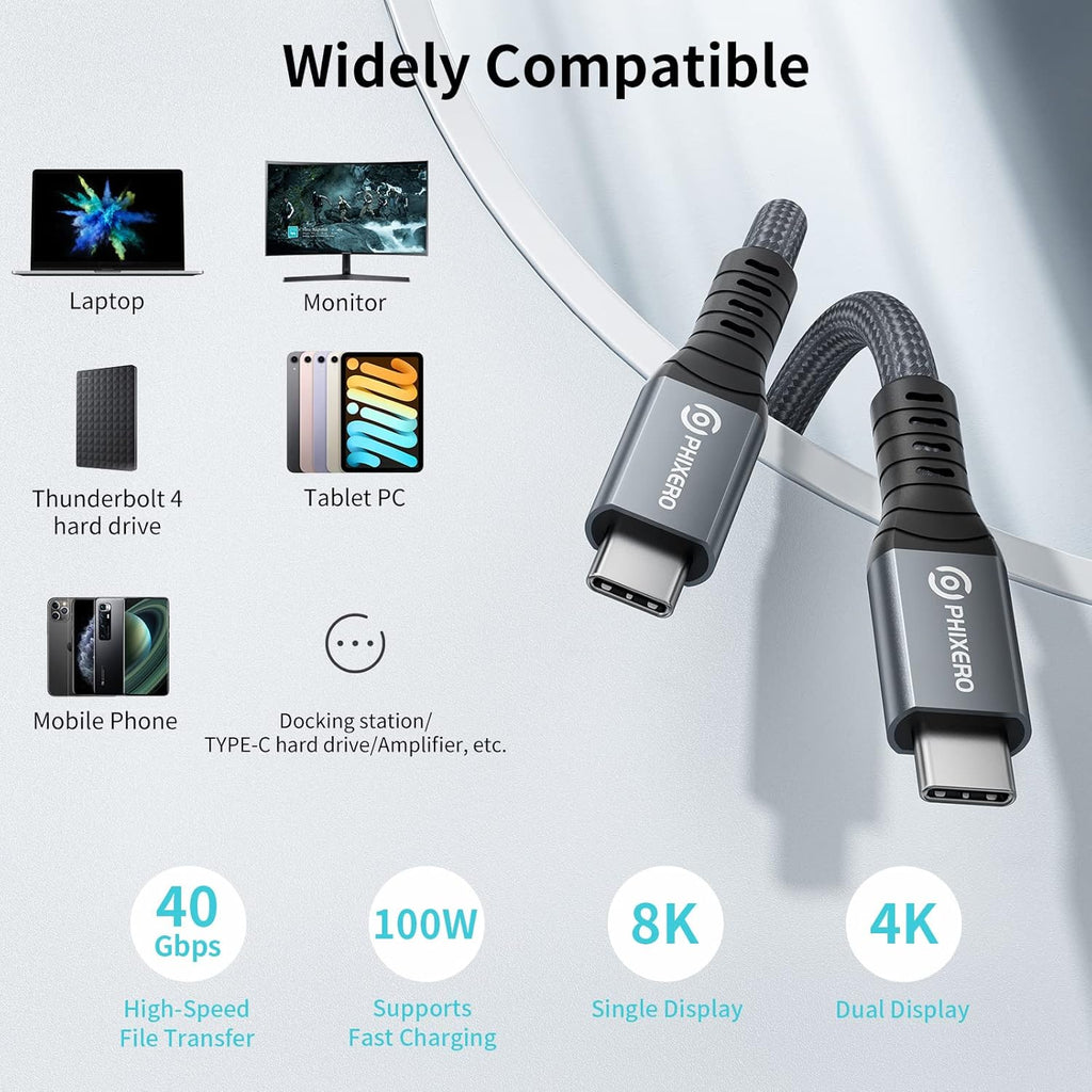 Thunderbolt 4 Full-Featured Cable, 2 Meter (6.6 ft), 40Gbps, 100W, 8K@60Hz, Pack of 2 M6990
