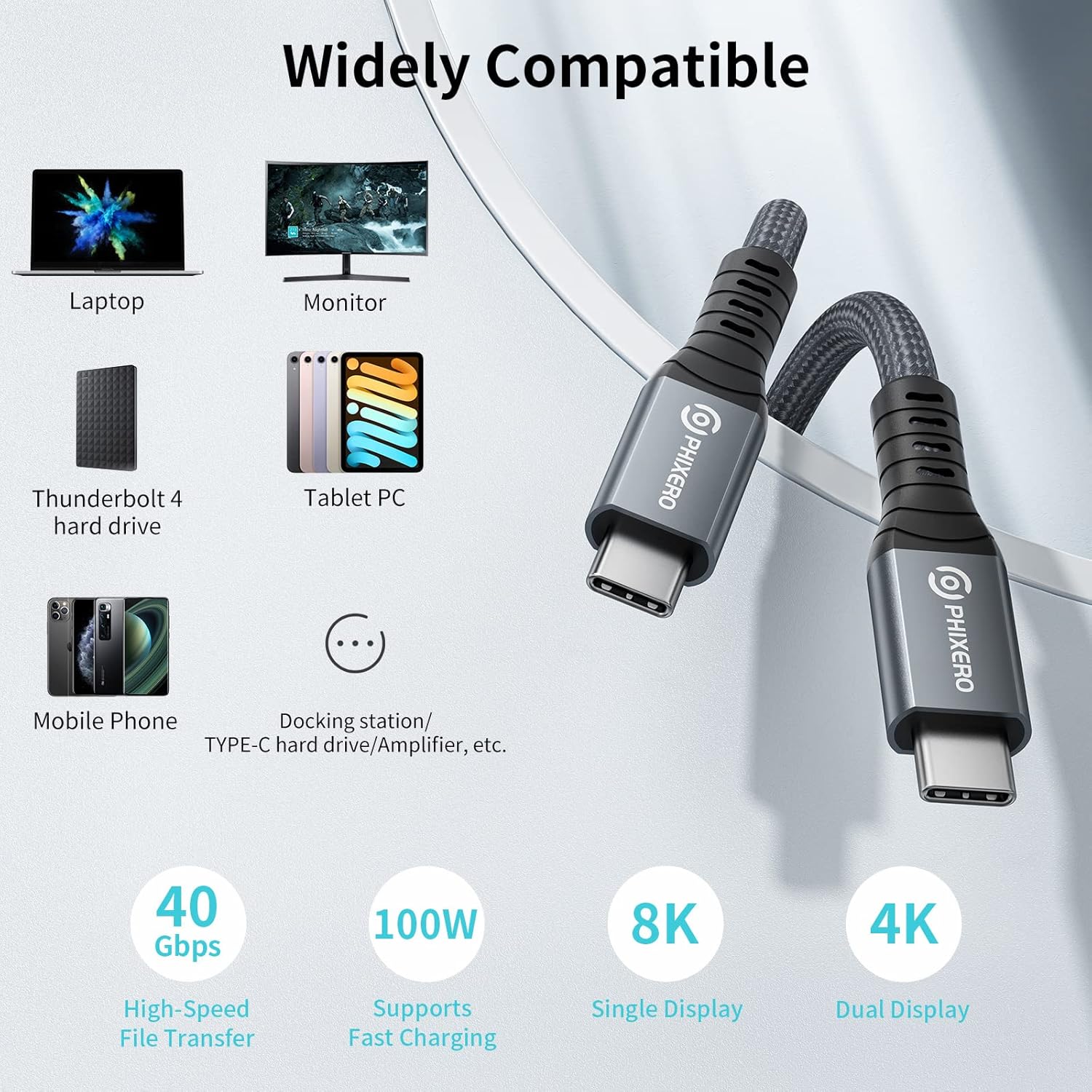 Thunderbolt 4 Full-Featured Cable, 2 Meter (6.6 ft), 40Gbps, 100W, 8K@60Hz, Pack of 2 M6990