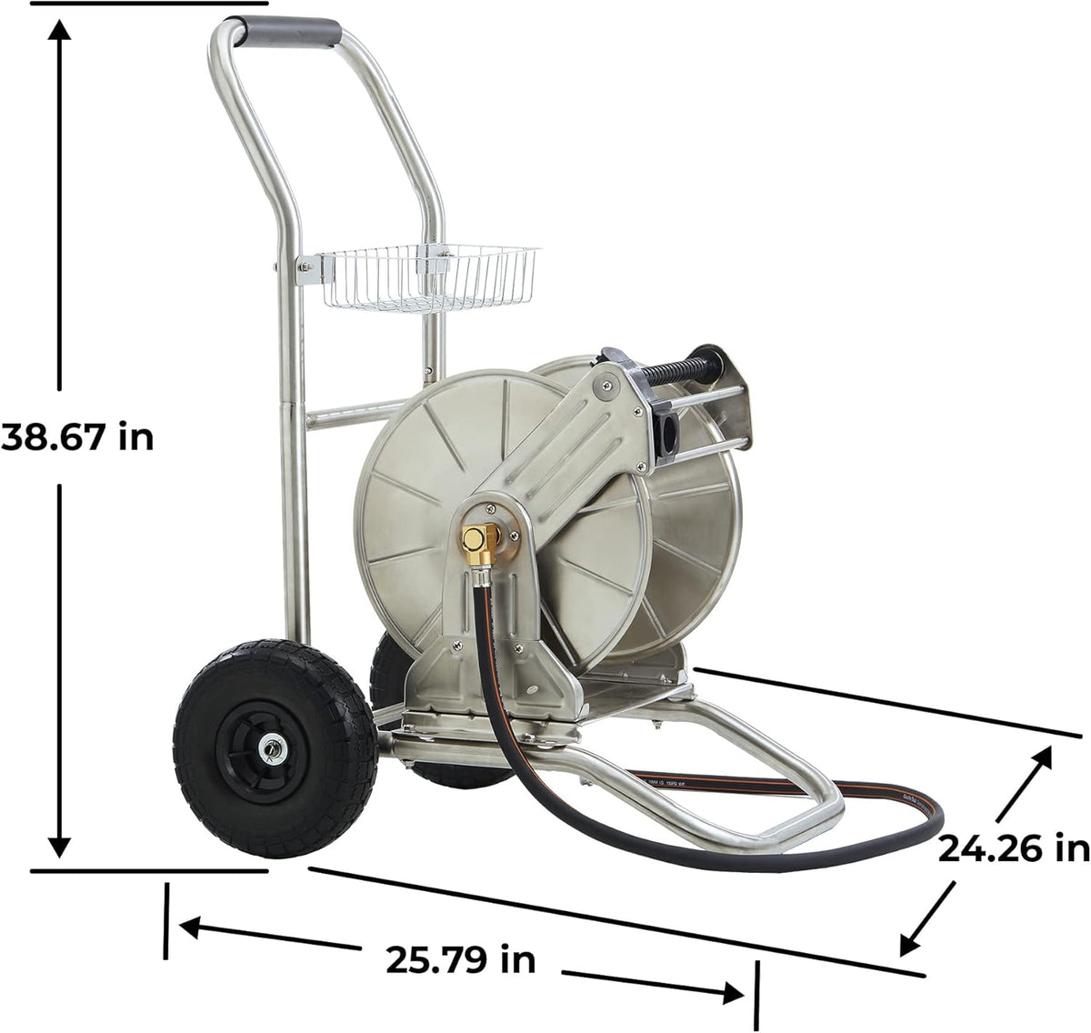 Stainless Steel Hose Reel Cart with Crank, 150-Feet 5/8 Hose Capacity R992892