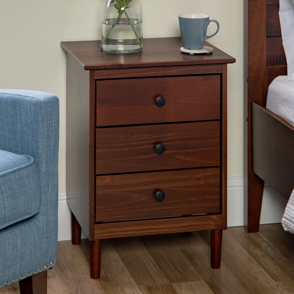 Walnut 3-Drawer Nightstand L8893