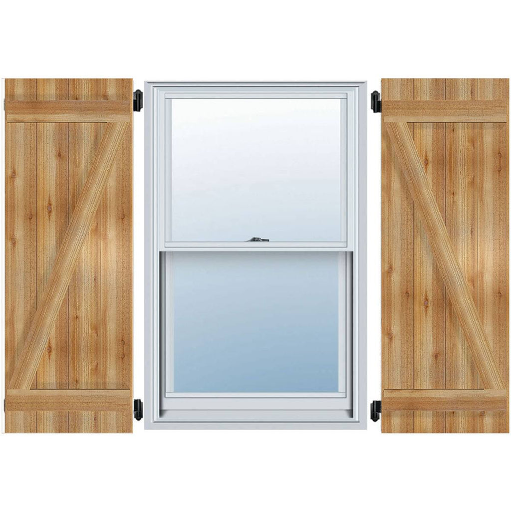 Rough Sawn Western Red Cedar Board-n-Batten Shutters with Z-Bar V611575