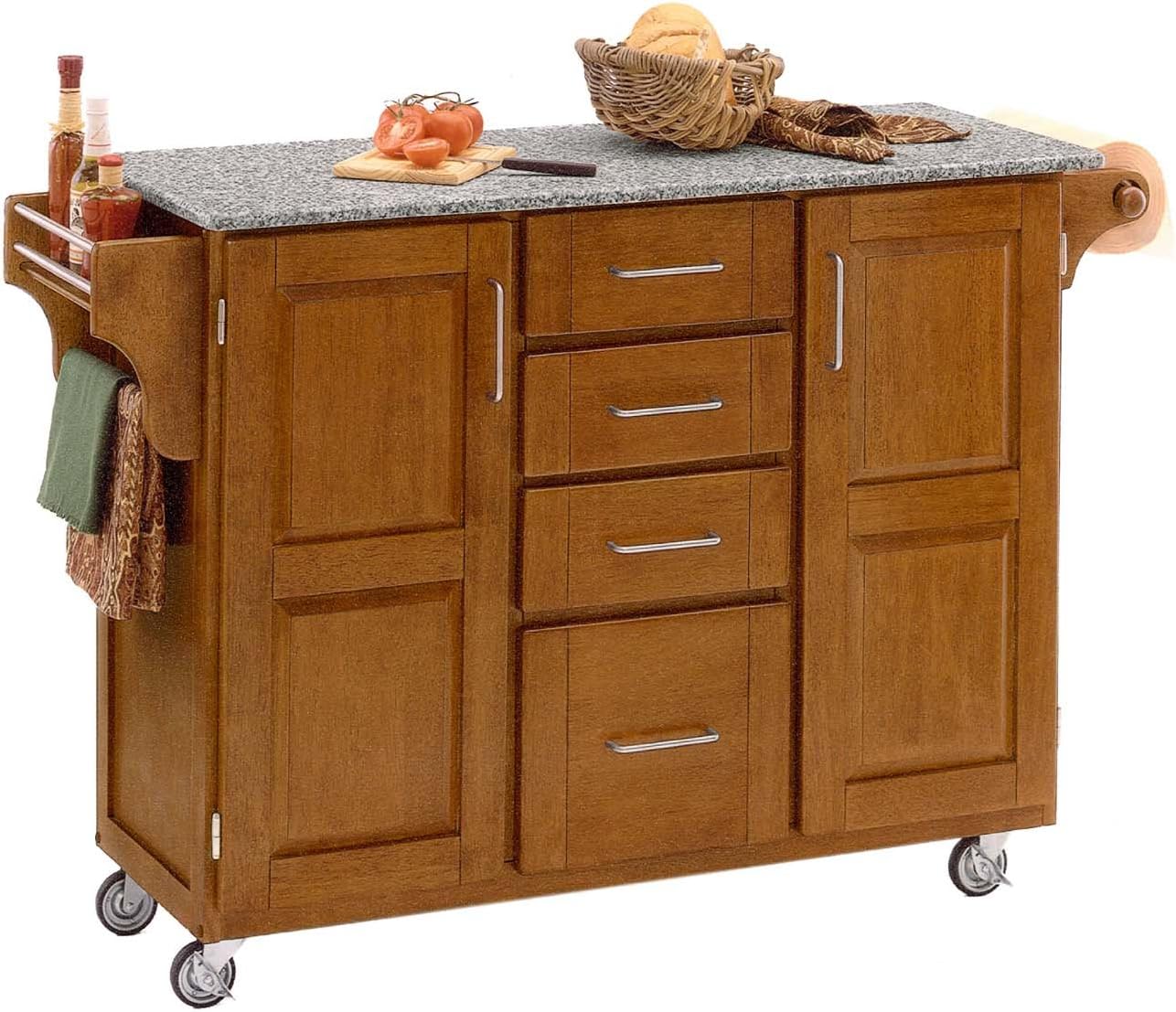 Natural 2 Door Kitchen Cart with Granite Top N141093