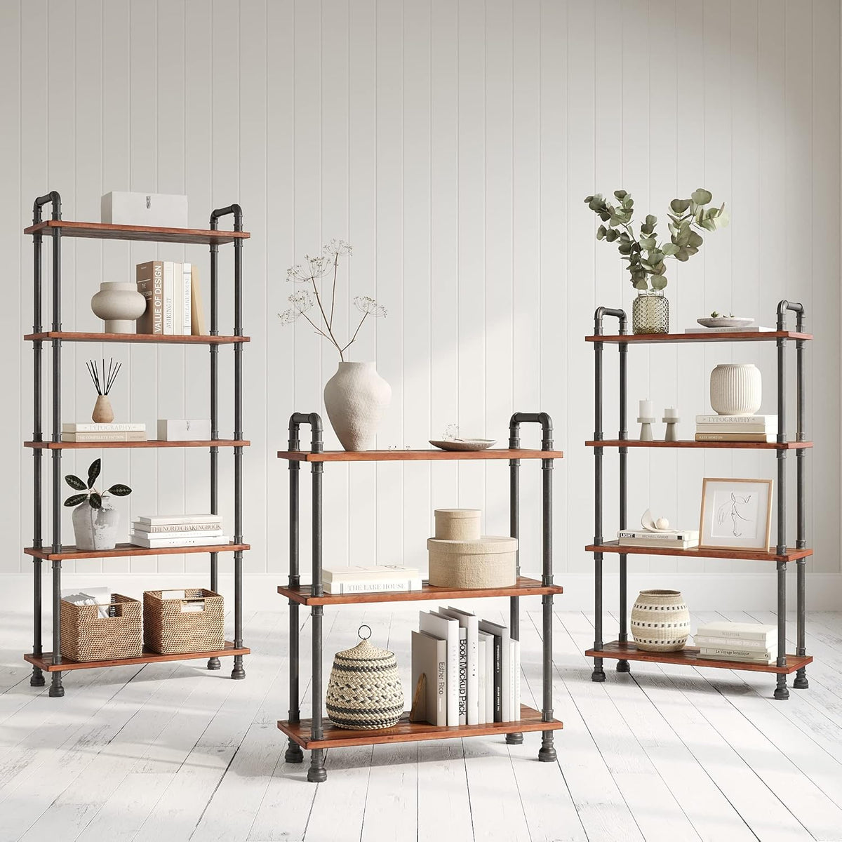 5-Tier Solid Pine Open Wood Bookcase, Brown M575861