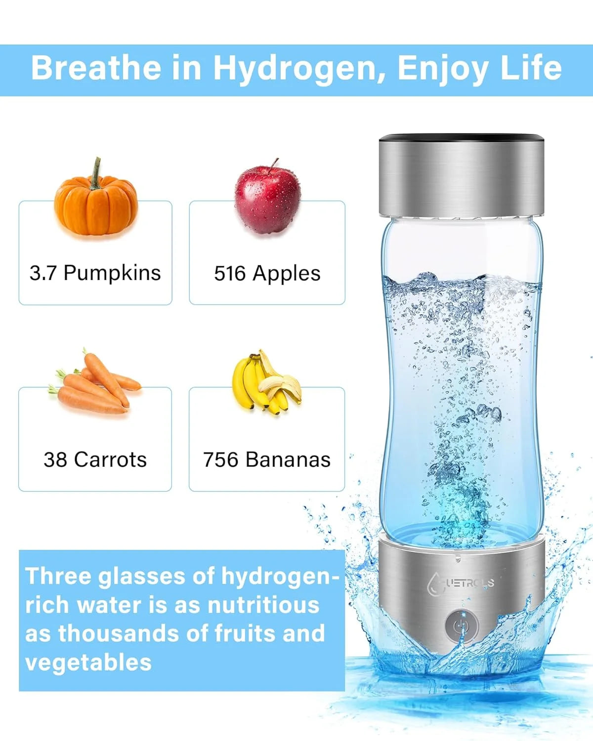 Hydrogen Water Bottle Generator with SPE PEM Technology Water Ionizer O9124