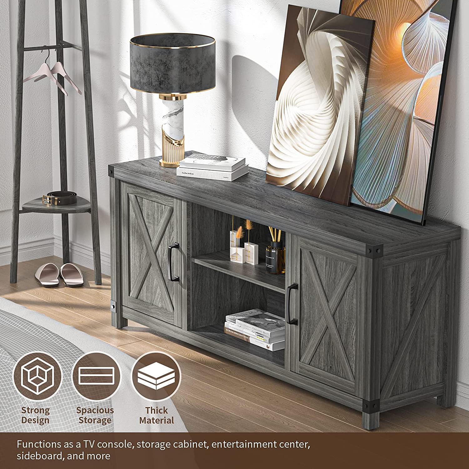 Farmhouse TV Stand with Storage F69104