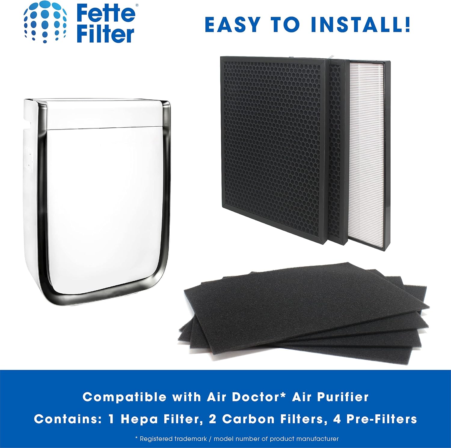 Air Purifier Filter Set with 1 Hepa Filter 2 Carbon Filters and 4 Pre-Filters G96588