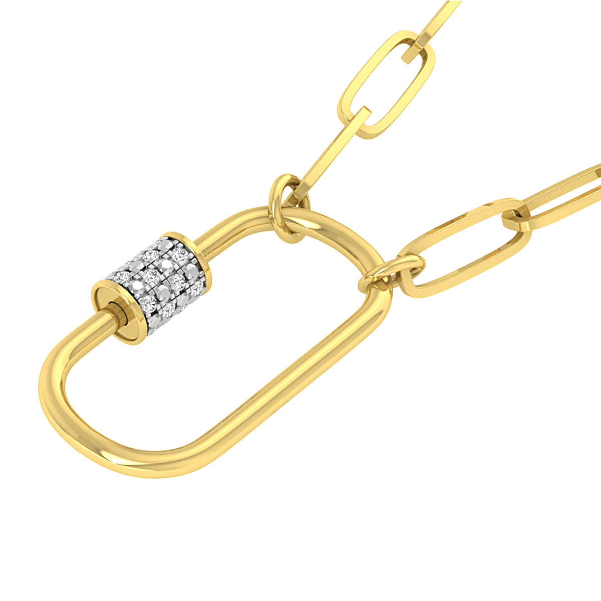 Oval Diamond Paperclip Chain Pendant Necklace in 14K Yellow Gold J97911