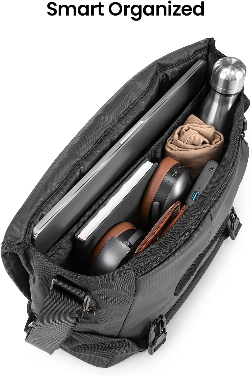 Laptop Messenger Bag, Water-resistant Fabric Shoulder Bag U3472