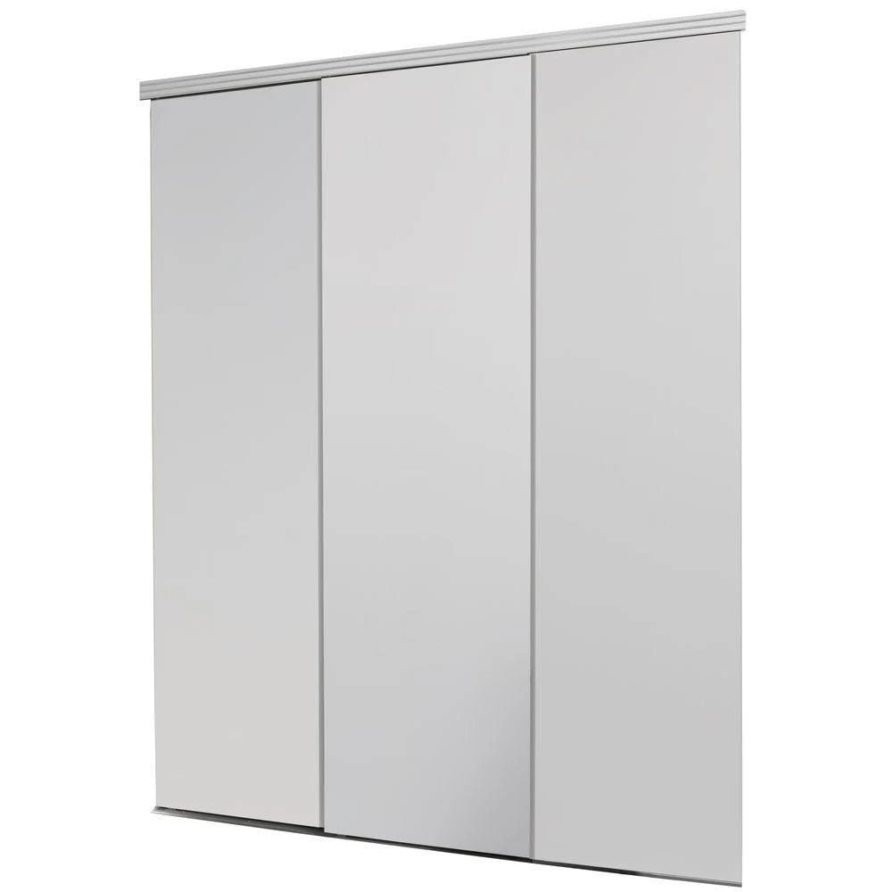 Smooth Flush Primed Solid Core MDF Interior Closet Sliding Door with Chrome Trim M54328