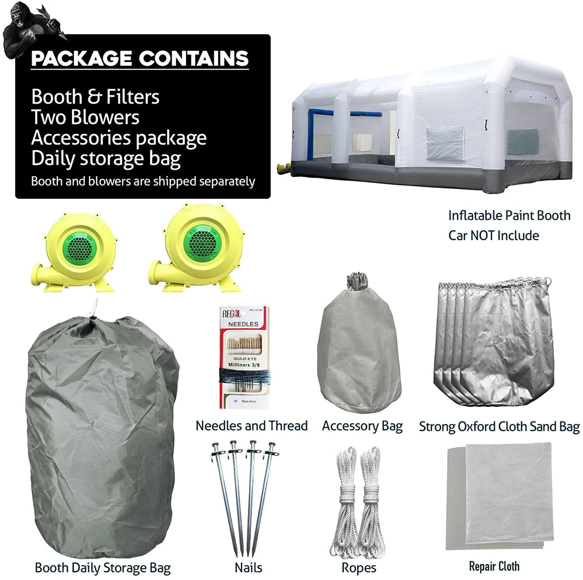 Inflatable Paint Booth 33X20X15Ft Portable Spray Booth Tent With 2 Big Blowers A97150