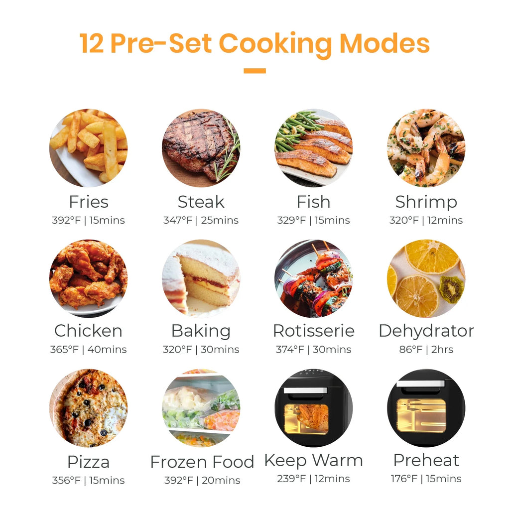 12.7 Quarts Large Air Fryer Toaster Oven with 19 Accessories Q2659
