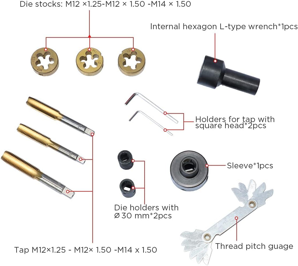12PC Metric and Standard Tap and Die Set O804