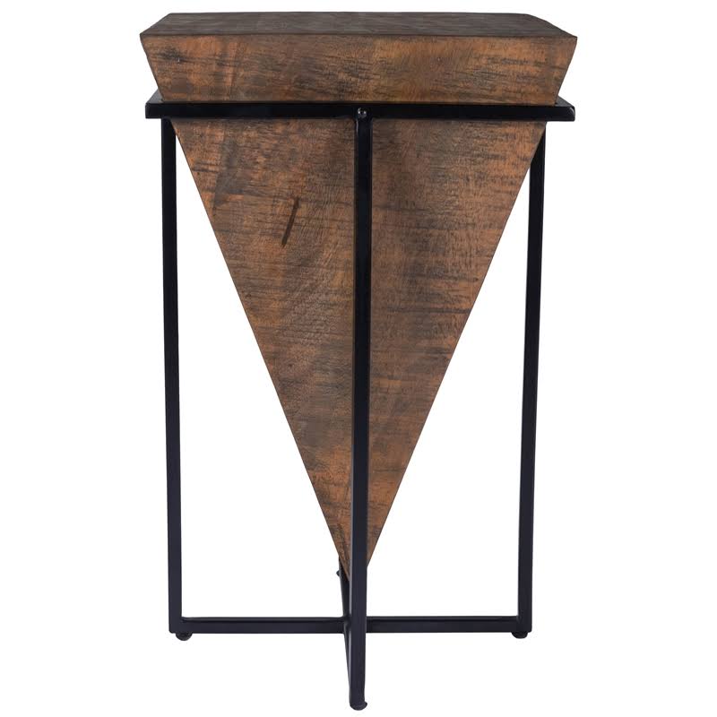 Rustic Industrial Wood and Metal Accent Table in Brown S737