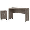 Farmhouse Writing Desk with 2 Drawer Mobile File Cabinet - Restored Gray K31920