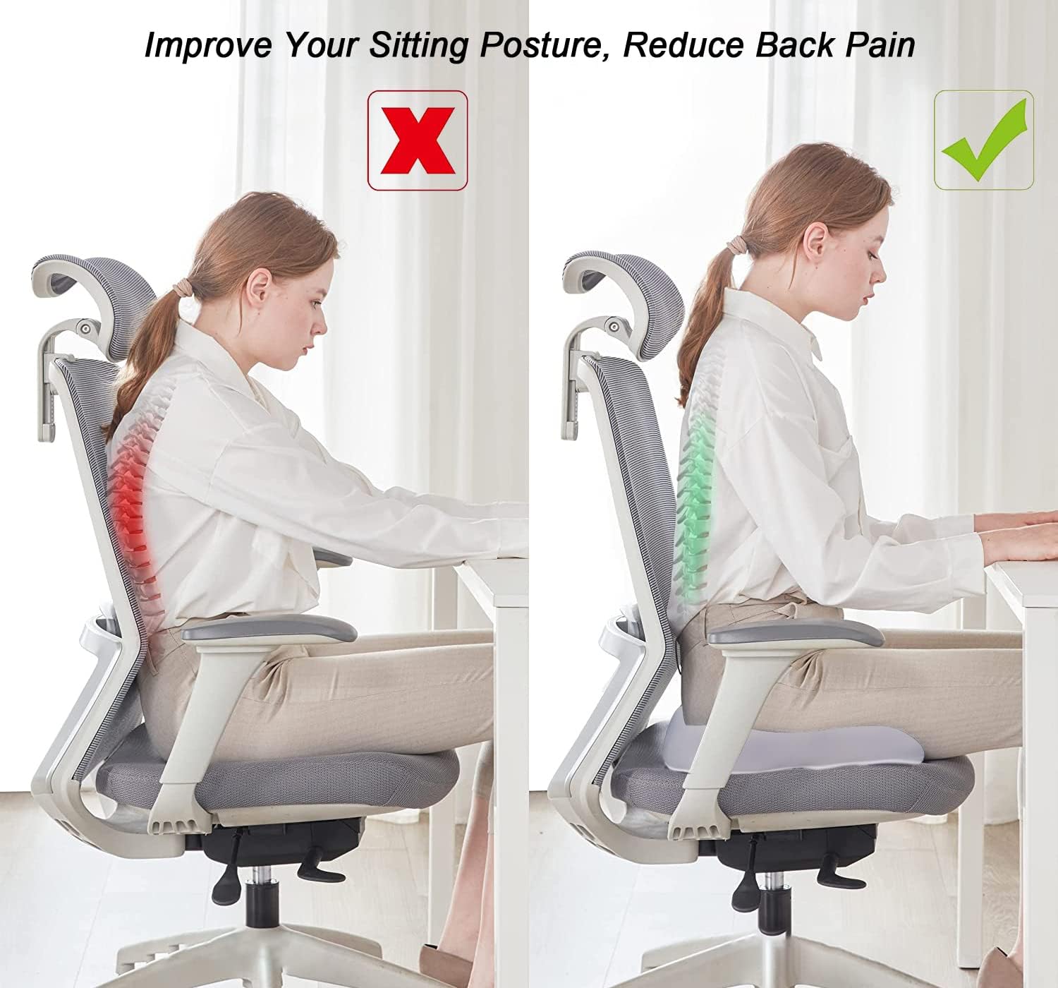 Memory Foam Seat Cushion with Adjustable Straps (Gray) M58221