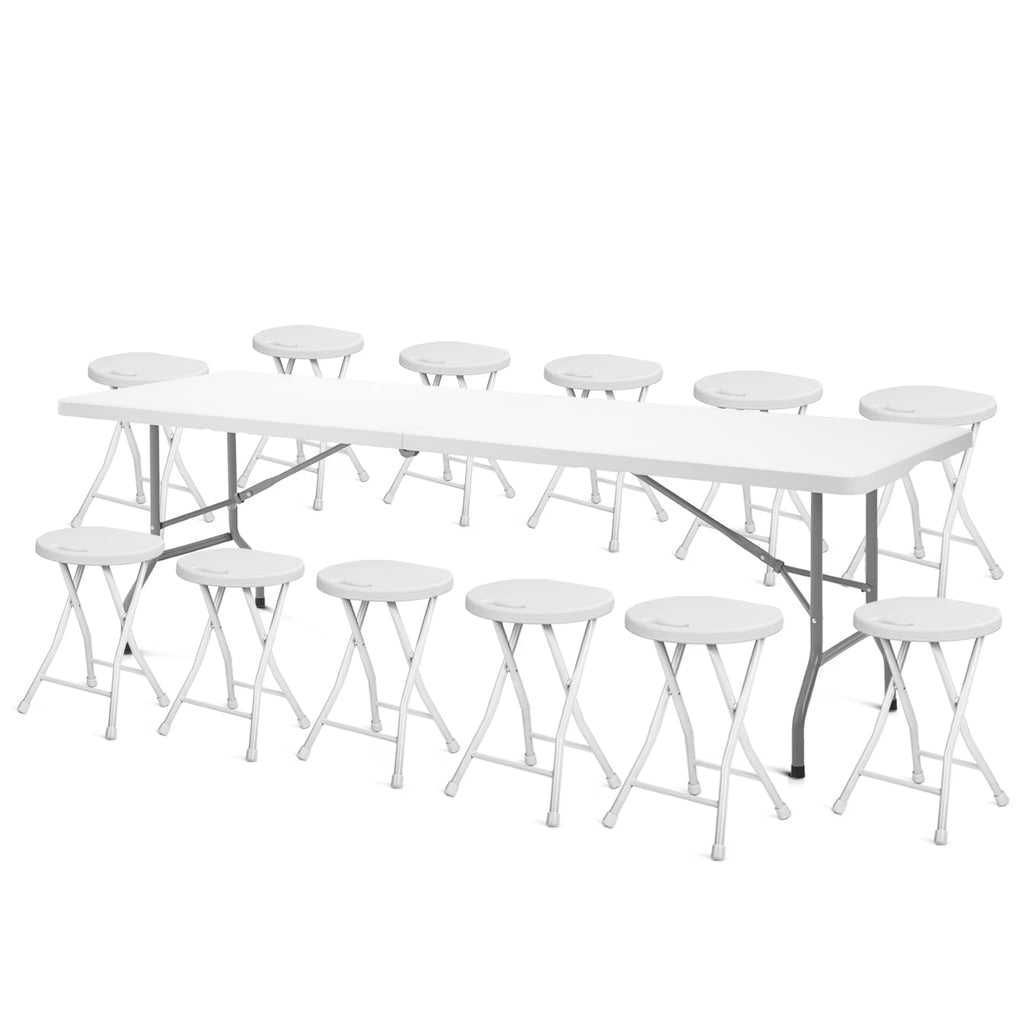 13 Pieces 8 FT Folding Table and Chair Set with Steel Legs S13913